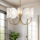 Alora - CH450732AGCW - Five Light Chandelier - Seno - Aged Gold/White Cotton Fabric
