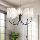 Alora - CH450732MBCW - Five Light Chandelier - Seno - Matte Black/White Cotton Fabric
