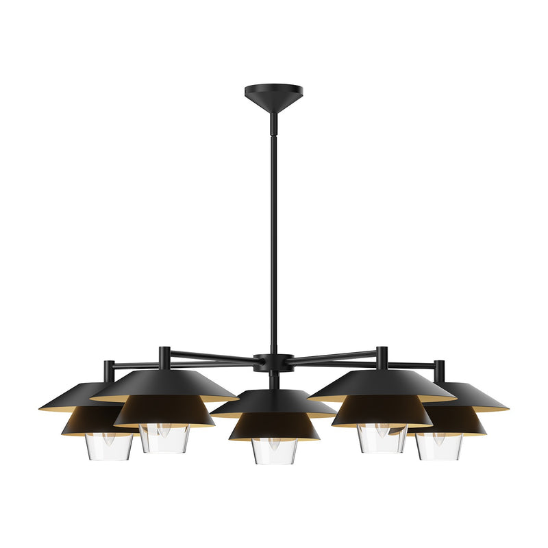 Alora - CH475138MBCL - Five Light Chandelier - Tetsu - Matte Black/Clear Glass