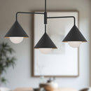 Three Light Chandelier<br /><span style="color:#4AB0CE;">Entrega: 4-10 dias en USA</span><br /><span style="color:#4AB0CE;font-size:60%;">PREGUNTE POR ENTREGA EN PANAMA</span><br />Collection: Remy<br />Finish: Matte Black/Opal Glass