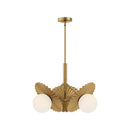Three Light Chandelier<br /><span style="color:#4AB0CE;">Entrega: 4-10 dias en USA</span><br /><span style="color:#4AB0CE;font-size:60%;">PREGUNTE POR ENTREGA EN PANAMA</span><br />Collection: Plume<br />Finish: Brushed Gold/Opal Glass