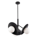 Three Light Chandelier<br /><span style="color:#4AB0CE;">Entrega: 4-10 dias en USA</span><br /><span style="color:#4AB0CE;font-size:60%;">PREGUNTE POR ENTREGA EN PANAMA</span><br />Collection: Plume<br />Finish: Matte Black/Opal Glass