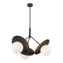 Three Light Chandelier<br /><span style="color:#4AB0CE;">Entrega: 4-10 dias en USA</span><br /><span style="color:#4AB0CE;font-size:60%;">PREGUNTE POR ENTREGA EN PANAMA</span><br />Collection: Plume<br />Finish: Matte Black/Opal Glass