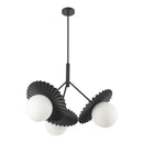 Three Light Chandelier<br /><span style="color:#4AB0CE;">Entrega: 4-10 dias en USA</span><br /><span style="color:#4AB0CE;font-size:60%;">PREGUNTE POR ENTREGA EN PANAMA</span><br />Collection: Plume<br />Finish: Matte Black/Opal Glass