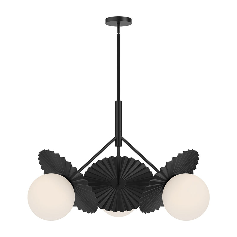 Alora - CH501334MBOP - Three Light Chandelier - Plume - Matte Black/Opal Glass