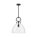One Light Pendant<br /><span style="color:#4AB0CE;">Entrega: 4-10 dias en USA</span><br /><span style="color:#4AB0CE;font-size:60%;">PREGUNTE POR ENTREGA EN PANAMA</span><br />Collection: Waldo<br />Finish: Matte Black/Clear Glass