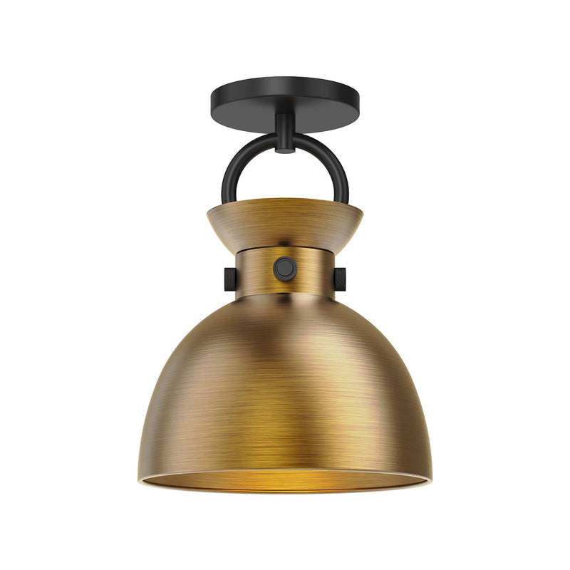 Alora - SF411309MBAG - One Light Semi-Flush Mount - Waldo - Matte Black/Aged Gold