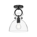 Alora - SF411809MBCL - One Light Semi-Flush Mount - Waldo - Matte Black/Clear Glass