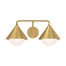 Two Light Vanity<br /><span style="color:#4AB0CE;">Entrega: 4-10 dias en USA</span><br /><span style="color:#4AB0CE;font-size:60%;">PREGUNTE POR ENTREGA EN PANAMA</span><br />Collection: Remy<br />Finish: Brushed Gold/Opal Glass