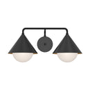 Two Light Vanity<br /><span style="color:#4AB0CE;">Entrega: 4-10 dias en USA</span><br /><span style="color:#4AB0CE;font-size:60%;">PREGUNTE POR ENTREGA EN PANAMA</span><br />Collection: Remy<br />Finish: Matte Black/Opal Glass