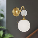 One Light Wall Sconce<br /><span style="color:#4AB0CE;">Entrega: 4-10 dias en USA</span><br /><span style="color:#4AB0CE;font-size:60%;">PREGUNTE POR ENTREGA EN PANAMA</span><br />Collection: Celia<br />Finish: Brushed Gold/Opal Glass