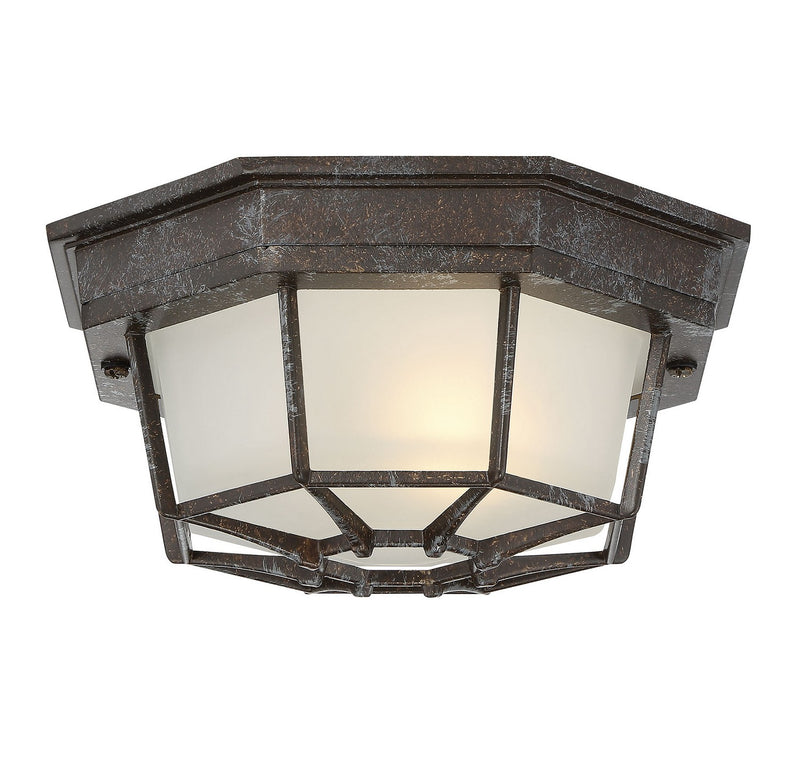 One Light Flush Mount<br /><span style="color:#4AB0CE;">Entrega: 4-10 dias en USA</span><br /><span style="color:#4AB0CE;font-size:60%;">PREGUNTE POR ENTREGA EN PANAMA</span><br />Collection: Exterior Collections<br />Finish: Rustic Bronze