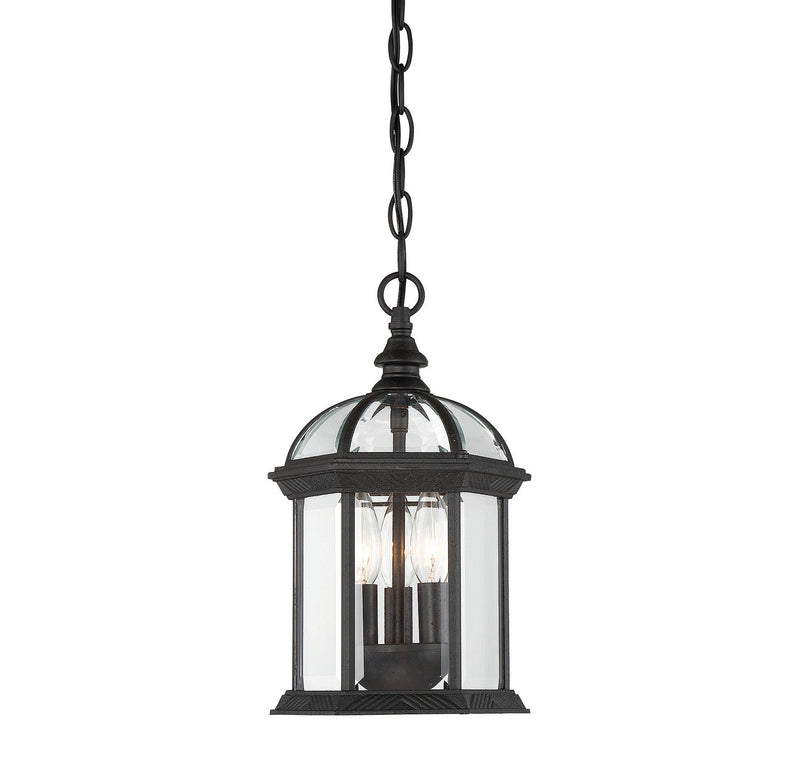 Three Light Hanging Lantern<br /><span style="color:#4AB0CE;">Entrega: 4-10 dias en USA</span><br /><span style="color:#4AB0CE;font-size:60%;">PREGUNTE POR ENTREGA EN PANAMA</span><br />Collection: Kensington<br />Finish: Textured Black