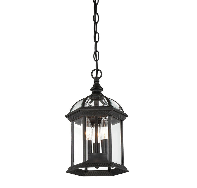 Three Light Hanging Lantern<br /><span style="color:#4AB0CE;">Entrega: 4-10 dias en USA</span><br /><span style="color:#4AB0CE;font-size:60%;">PREGUNTE POR ENTREGA EN PANAMA</span><br />Collection: Kensington<br />Finish: Textured Black