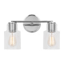 Two Light Bath<br /><span style="color:#4AB0CE;">Entrega: 4-10 dias en USA</span><br /><span style="color:#4AB0CE;font-size:60%;">PREGUNTE POR ENTREGA EN PANAMA</span><br />Collection: Sayward<br />Finish: Chrome