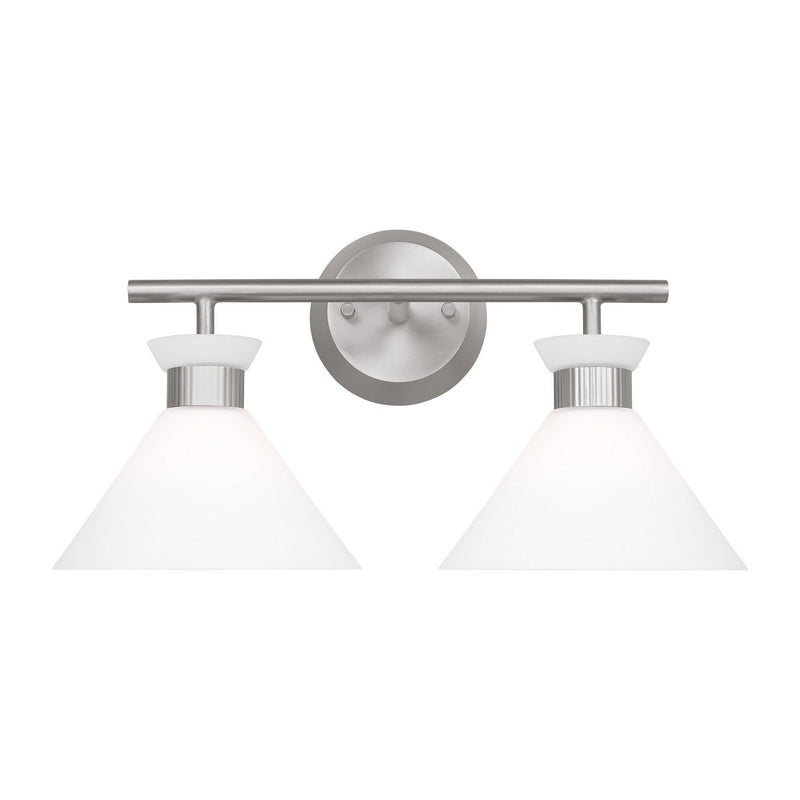 Two Light Bath<br /><span style="color:#4AB0CE;">Entrega: 4-10 dias en USA</span><br /><span style="color:#4AB0CE;font-size:60%;">PREGUNTE POR ENTREGA EN PANAMA</span><br />Collection: Belcarra<br />Finish: Brushed Steel