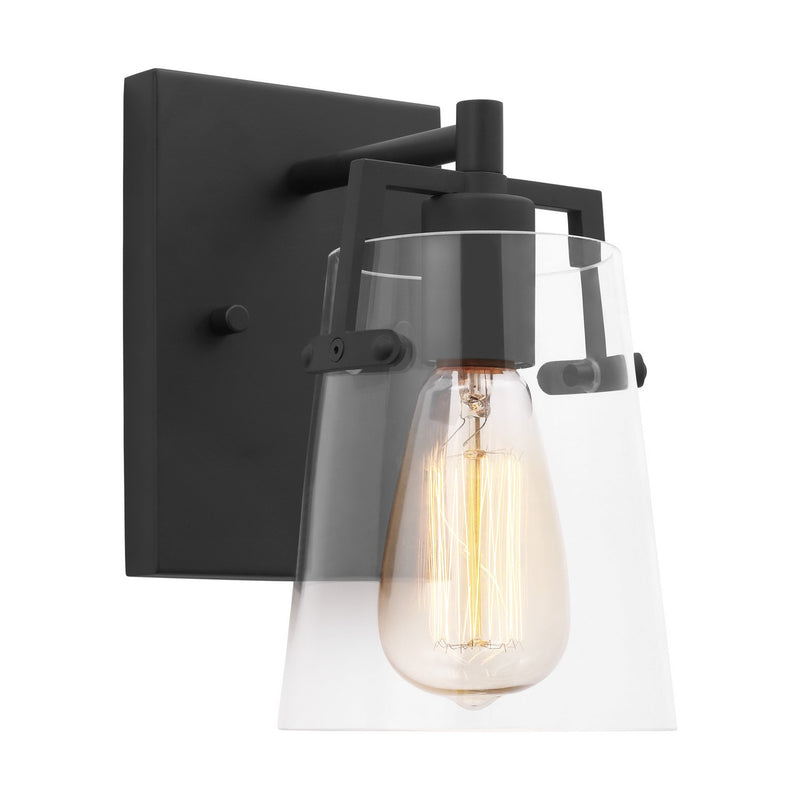 One Light Wall Sconce<br /><span style="color:#4AB0CE;">Entrega: 4-10 dias en USA</span><br /><span style="color:#4AB0CE;font-size:60%;">PREGUNTE POR ENTREGA EN PANAMA</span><br />Collection: Crofton<br />Finish: Midnight Black