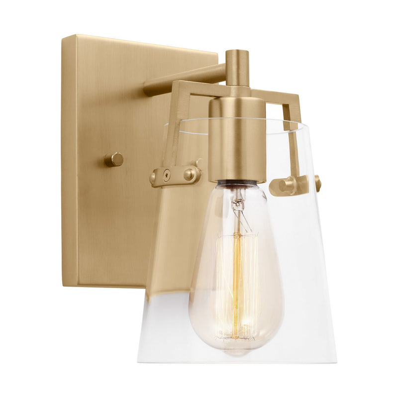 One Light Wall Sconce<br /><span style="color:#4AB0CE;">Entrega: 4-10 dias en USA</span><br /><span style="color:#4AB0CE;font-size:60%;">PREGUNTE POR ENTREGA EN PANAMA</span><br />Collection: Crofton<br />Finish: Satin Brass