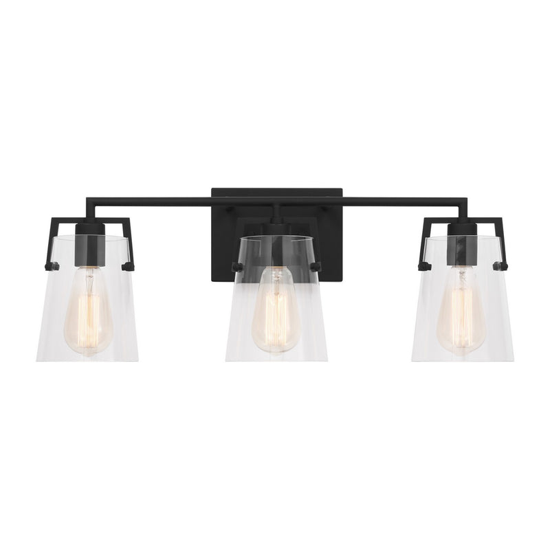 Three Light Bath<br /><span style="color:#4AB0CE;">Entrega: 4-10 dias en USA</span><br /><span style="color:#4AB0CE;font-size:60%;">PREGUNTE POR ENTREGA EN PANAMA</span><br />Collection: Crofton<br />Finish: Midnight Black