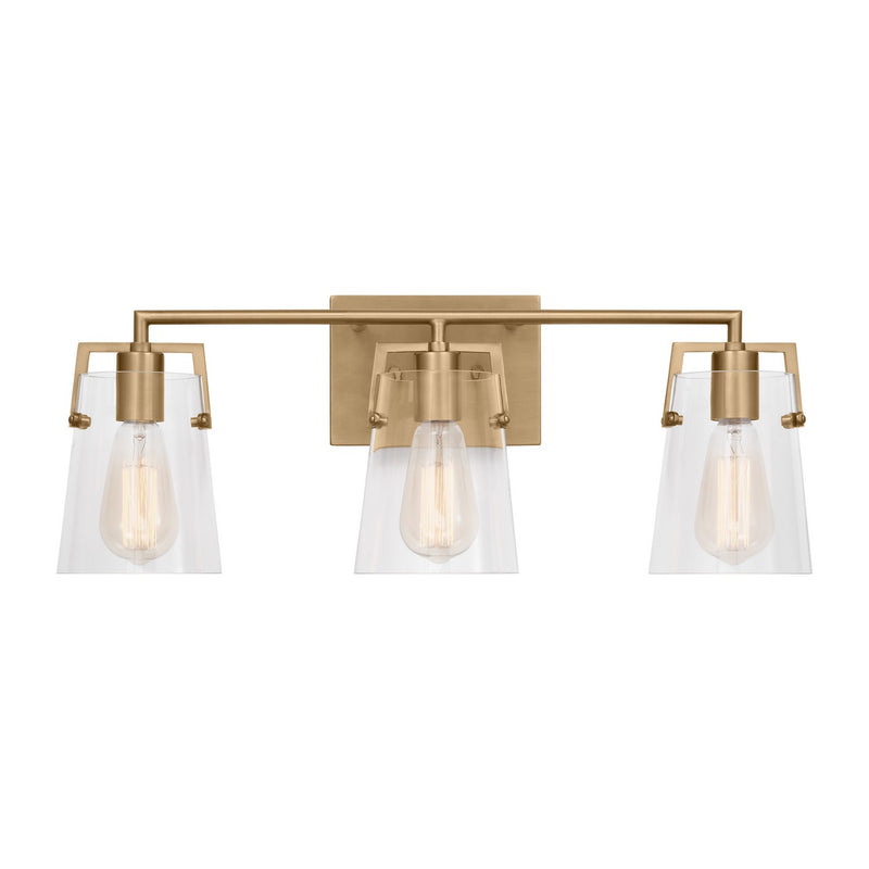 Three Light Bath<br /><span style="color:#4AB0CE;">Entrega: 4-10 dias en USA</span><br /><span style="color:#4AB0CE;font-size:60%;">PREGUNTE POR ENTREGA EN PANAMA</span><br />Collection: Crofton<br />Finish: Satin Brass