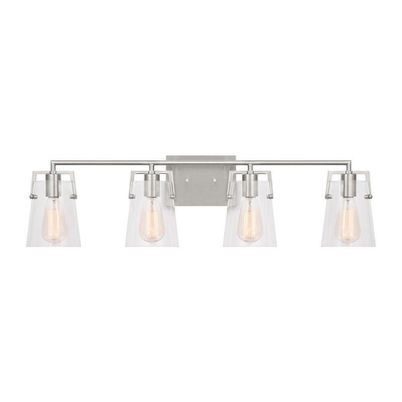Four Light Bath<br /><span style="color:#4AB0CE;">Entrega: 4-10 dias en USA</span><br /><span style="color:#4AB0CE;font-size:60%;">PREGUNTE POR ENTREGA EN PANAMA</span><br />Collection: Crofton<br />Finish: Brushed Steel