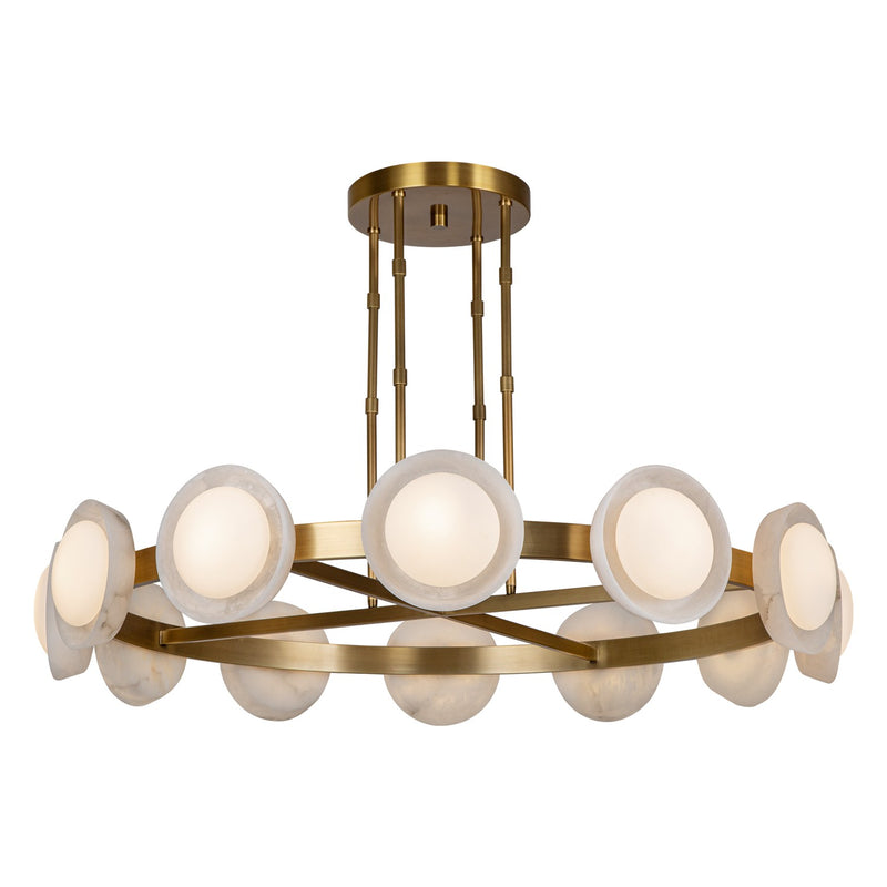 LED Chandelier<br /><span style="color:#4AB0CE;">Entrega: 4-10 dias en USA</span><br /><span style="color:#4AB0CE;font-size:60%;">PREGUNTE POR ENTREGA EN PANAMA</span><br />Collection: Alonso<br />Finish: Vintage Brass/Alabaster