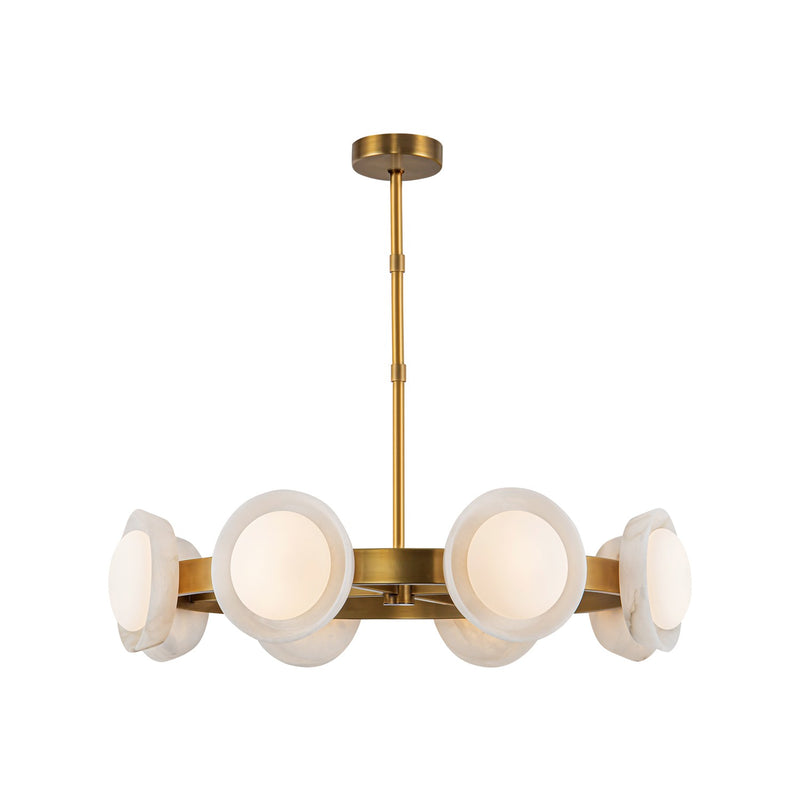 LED Chandelier<br /><span style="color:#4AB0CE;">Entrega: 4-10 dias en USA</span><br /><span style="color:#4AB0CE;font-size:60%;">PREGUNTE POR ENTREGA EN PANAMA</span><br />Collection: Alonso<br />Finish: Vintage Brass/Alabaster