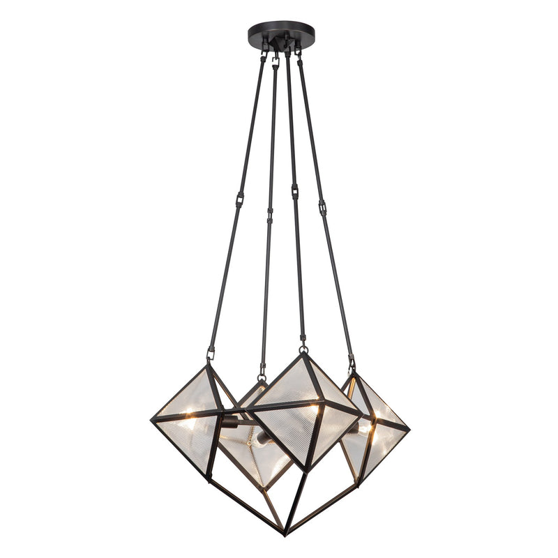 Four Light Chandelier<br /><span style="color:#4AB0CE;">Entrega: 4-10 dias en USA</span><br /><span style="color:#4AB0CE;font-size:60%;">PREGUNTE POR ENTREGA EN PANAMA</span><br />Collection: Cairo<br />Finish: Ribbed Glass/Urban Bronze