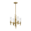 Four Light Chandelier<br /><span style="color:#4AB0CE;">Entrega: 4-10 dias en USA</span><br /><span style="color:#4AB0CE;font-size:60%;">PREGUNTE POR ENTREGA EN PANAMA</span><br />Collection: Torres<br />Finish: Ribbed Glass/Vintage Brass
