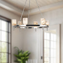 Alora - CH338632PNAR - Six Light Chandelier - Lucian - Polished Nickel/Alabaster
