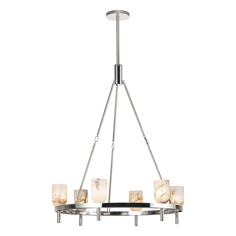 Six Light Chandelier<br /><span style="color:#4AB0CE;">Entrega: 4-10 dias en USA</span><br /><span style="color:#4AB0CE;font-size:60%;">PREGUNTE POR ENTREGA EN PANAMA</span><br />Collection: Lucian<br />Finish: Polished Nickel/Alabaster