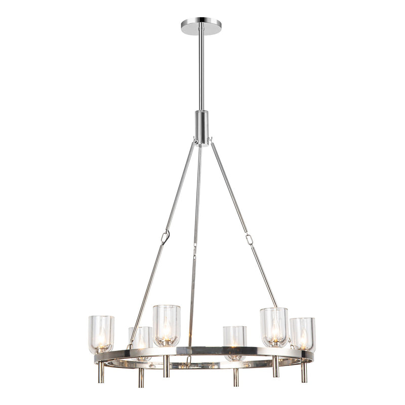 Six Light Chandelier<br /><span style="color:#4AB0CE;">Entrega: 4-10 dias en USA</span><br /><span style="color:#4AB0CE;font-size:60%;">PREGUNTE POR ENTREGA EN PANAMA</span><br />Collection: Lucian<br />Finish: Clear Crystal/Polished Nickel