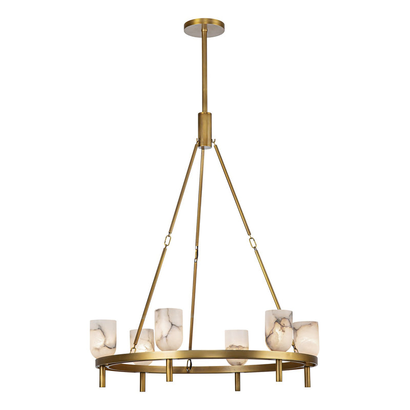 Six Light Chandelier<br /><span style="color:#4AB0CE;">Entrega: 4-10 dias en USA</span><br /><span style="color:#4AB0CE;font-size:60%;">PREGUNTE POR ENTREGA EN PANAMA</span><br />Collection: Lucian<br />Finish: Vintage Brass/Alabaster