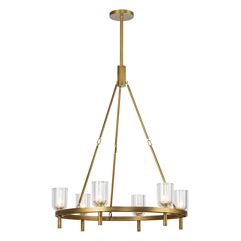 Six Light Chandelier<br /><span style="color:#4AB0CE;">Entrega: 4-10 dias en USA</span><br /><span style="color:#4AB0CE;font-size:60%;">PREGUNTE POR ENTREGA EN PANAMA</span><br />Collection: Lucian<br />Finish: Clear Crystal/Vintage Brass