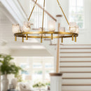 Eight Light Chandelier<br /><span style="color:#4AB0CE;">Entrega: 3-4 semanas en USA</span><br /><span style="color:#4AB0CE;font-size:60%;">PREGUNTE POR ENTREGA EN PANAMA</span><br />Collection: Lucian<br />Finish: Vintage Brass/Alabaster