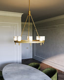 Alora - CH338836VBAR - Eight Light Chandelier - Lucian - Vintage Brass/Alabaster