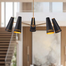 Alora - CH342545MBHL - Five Light Chandelier - Brickell - Matte Black/Hazelnut Leather