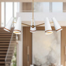 Five Light Chandelier<br /><span style="color:#4AB0CE;">Entrega: 4-10 dias en USA</span><br /><span style="color:#4AB0CE;font-size:60%;">PREGUNTE POR ENTREGA EN PANAMA</span><br />Collection: Brickell<br />Finish: Matte White/Hazelnut Leather