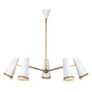 Five Light Chandelier<br /><span style="color:#4AB0CE;">Entrega: 4-10 dias en USA</span><br /><span style="color:#4AB0CE;font-size:60%;">PREGUNTE POR ENTREGA EN PANAMA</span><br />Collection: Brickell<br />Finish: Matte White/Hazelnut Leather