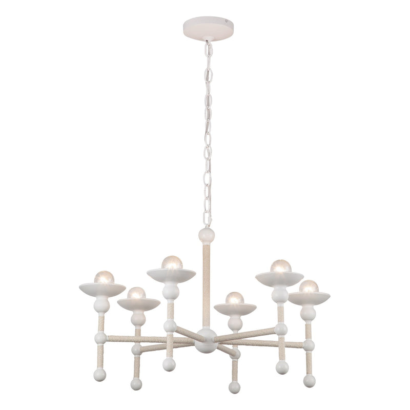 Six Light Chandelier<br /><span style="color:#4AB0CE;">Entrega: 4-10 dias en USA</span><br /><span style="color:#4AB0CE;font-size:60%;">PREGUNTE POR ENTREGA EN PANAMA</span><br />Collection: Nadine<br />Finish: Matte White/Cotton