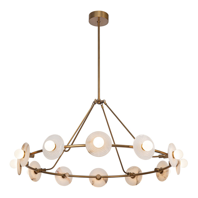 LED Chandelier<br /><span style="color:#4AB0CE;">Entrega: 4-10 dias en USA</span><br /><span style="color:#4AB0CE;font-size:60%;">PREGUNTE POR ENTREGA EN PANAMA</span><br />Collection: Dahlia<br />Finish: Vintage Brass/Alabaster