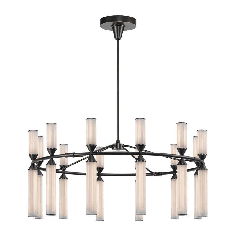LED Chandelier<br /><span style="color:#4AB0CE;">Entrega: 4-10 dias en USA</span><br /><span style="color:#4AB0CE;font-size:60%;">PREGUNTE POR ENTREGA EN PANAMA</span><br />Collection: Edwin<br />Finish: Urban Bronze/Frosted Ribbed Glass