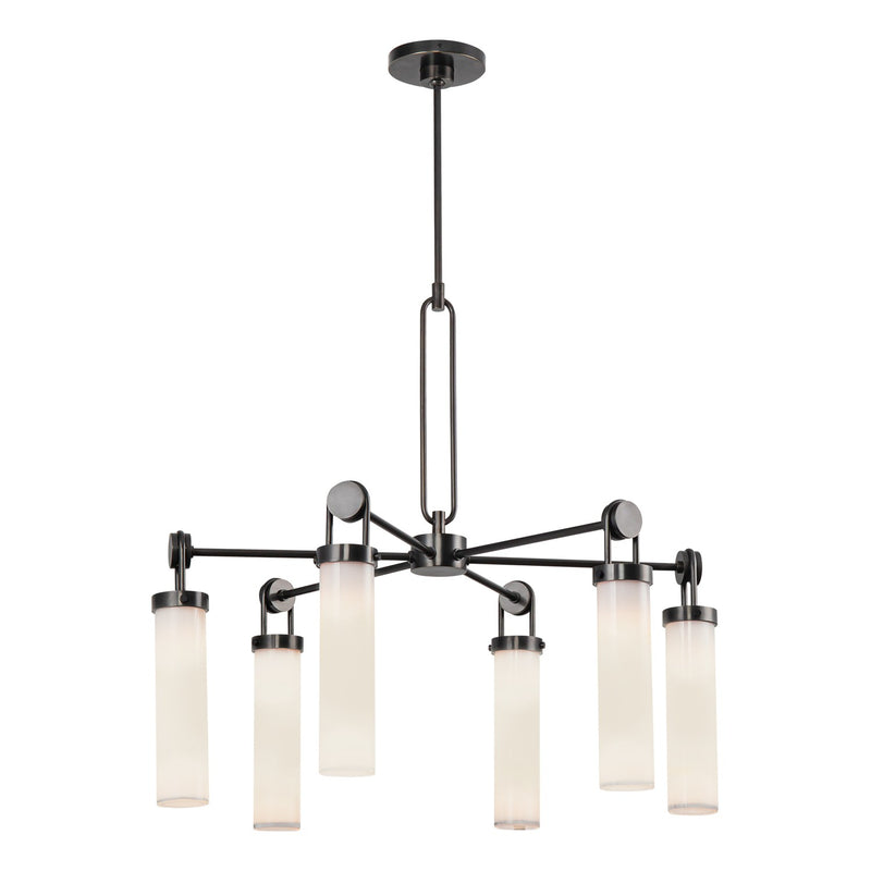 Six Light Chandelier<br /><span style="color:#4AB0CE;">Entrega: 4-10 dias en USA</span><br /><span style="color:#4AB0CE;font-size:60%;">PREGUNTE POR ENTREGA EN PANAMA</span><br />Collection: Wynwood<br />Finish: Urban Bronze/Glossy Opal