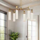 Alora - CH355632VBGO - Six Light Chandelier - Wynwood - Vintage Brass/Glossy Opal