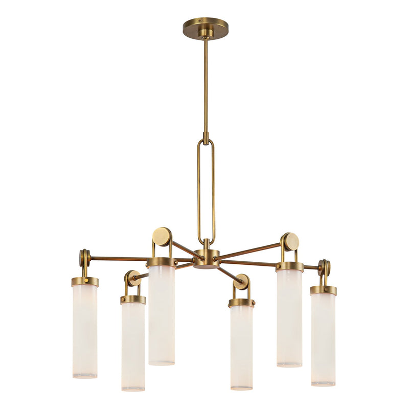 Six Light Chandelier<br /><span style="color:#4AB0CE;">Entrega: 3-4 semanas en USA</span><br /><span style="color:#4AB0CE;font-size:60%;">PREGUNTE POR ENTREGA EN PANAMA</span><br />Collection: Wynwood<br />Finish: Vintage Brass/Glossy Opal