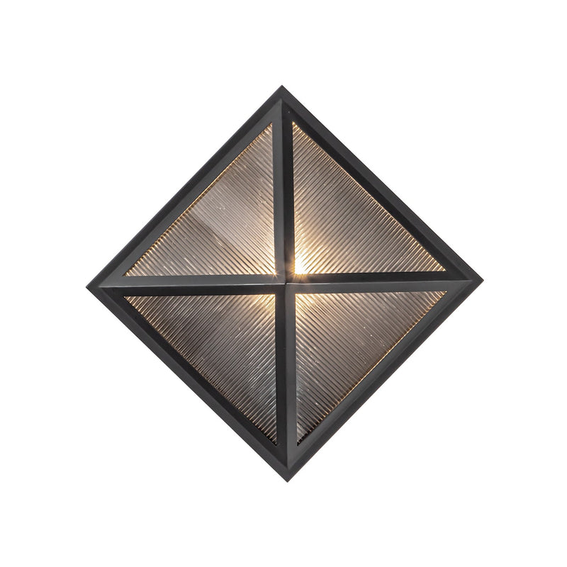 One Light Outdoor Wall Lantern<br /><span style="color:#4AB0CE;">Entrega: 4-10 dias en USA</span><br /><span style="color:#4AB0CE;font-size:60%;">PREGUNTE POR ENTREGA EN PANAMA</span><br />Collection: Cairo<br />Finish: Black/Ribbed Glass