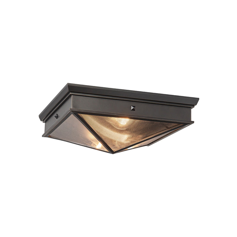 Two Light Flush Mount<br /><span style="color:#4AB0CE;">Entrega: 4-10 dias en USA</span><br /><span style="color:#4AB0CE;font-size:60%;">PREGUNTE POR ENTREGA EN PANAMA</span><br />Collection: Cairo<br />Finish: Ribbed Glass/Urban Bronze