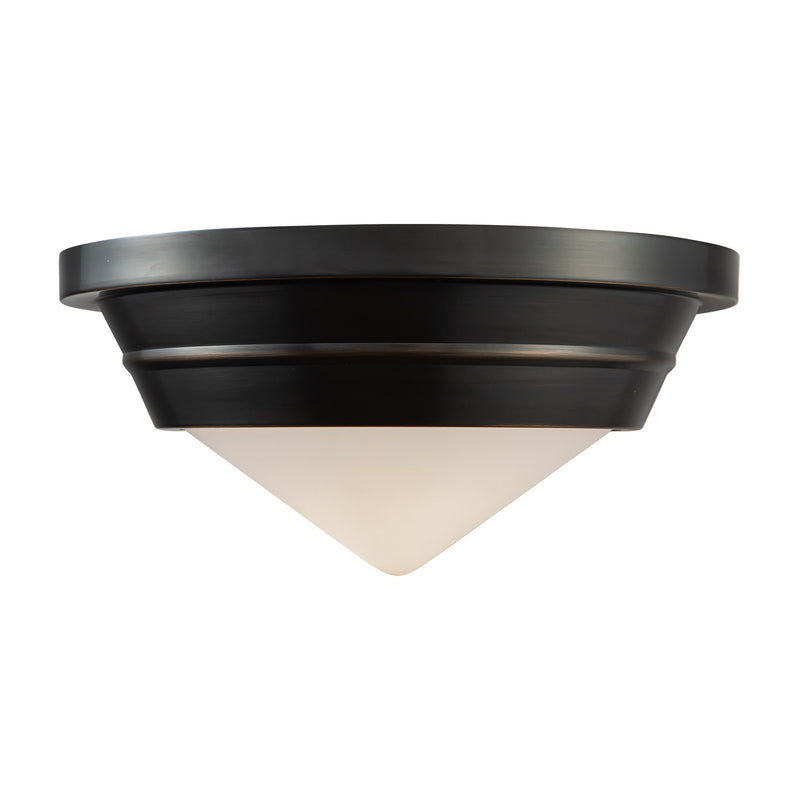 One Light Flush Mount<br /><span style="color:#4AB0CE;">Entrega: 4-10 dias en USA</span><br /><span style="color:#4AB0CE;font-size:60%;">PREGUNTE POR ENTREGA EN PANAMA</span><br />Collection: Willard<br />Finish: Urban Bronze/Opal Matte Glass