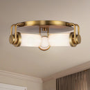 Alora - FM355317VBGO - Three Light Flush Mount - Wynwood - Vintage Brass/Glossy Opal