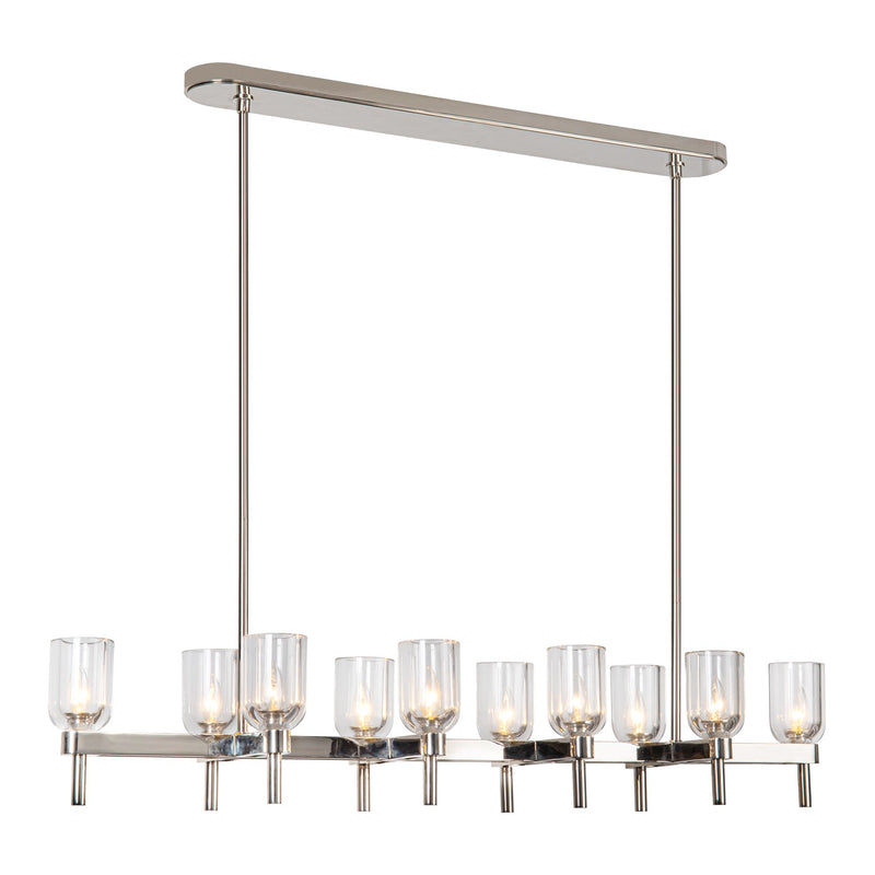 Ten Light Linear Pendant<br /><span style="color:#4AB0CE;">Entrega: 4-10 dias en USA</span><br /><span style="color:#4AB0CE;font-size:60%;">PREGUNTE POR ENTREGA EN PANAMA</span><br />Collection: Lucian<br />Finish: Clear Crystal/Polished Nickel